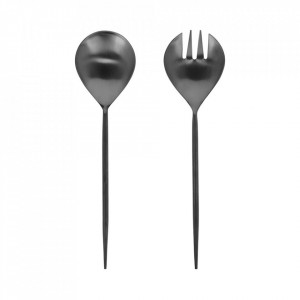 Set lingura si furculita negre din inox pentru salata Fer La Forma