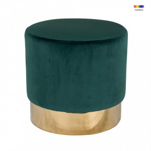 Taburet rotund verde din catifea si inox 42 cm Lilou Green Richmond Interiors