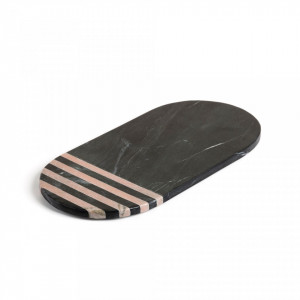 Tocator negru oval din marmura 35,5x17,5 cm Bergman La Forma