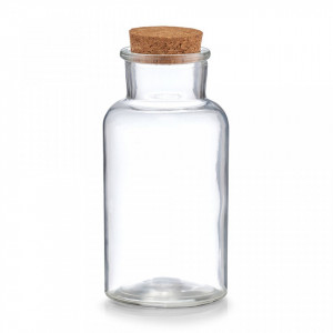 Borcan transparent/maro cu capac din sticla si pluta 500 ml Spice Jar Cork Half Zeller