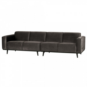 Canapea gri din catifea pentru 4 persoane Statement Taupe Be Pure Home