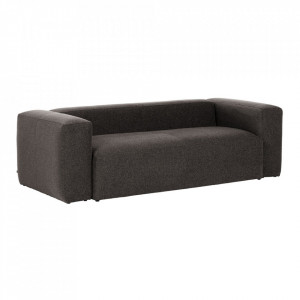 Canapea gri din lemn de pin si poliester pentru 3 persoane Blok Kave Home
