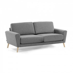 Canapea pentru 3 persoane din textil gri deschis Narnia Kave Home