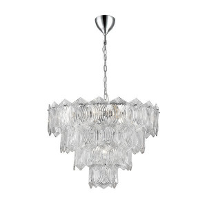 Candelabru argintiu din sticla si metal cu 6 becuri Corato Silver Zuma Line