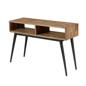 Consola maro din lemn de tec si metal 115 cm Contas Zago