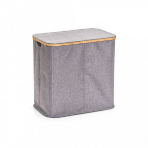 Cos de rufe gri din poliester si lemn 50x53,4 cm Laundry Collector Bamboo Bigger Zeller