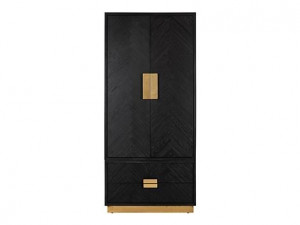 Dulap negru/auriu din lemn si inox 220 cm Blackbone Richmond Interiors