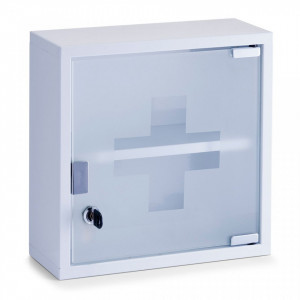 Dulapior alb din metal si sticla pentru medicamente Medicine Cabinet White Zeller