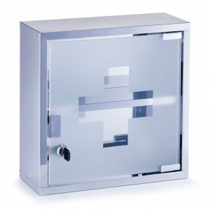 Dulapior gri din inox si sticla pentru medicamente Medicine Cabinet Zeller