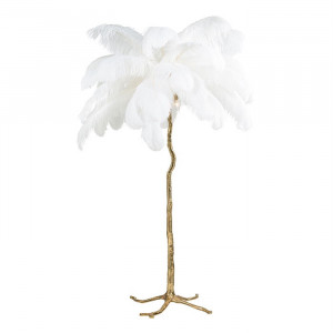 Lampadar alb/auriu din pene si cupru cu 5 becuri 175 cm Burlesque Richmond Interiors