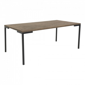 Masa cafea maro/neagra din lemn de stejar si otel 60x110 cm Lugano Smoked House Nordic