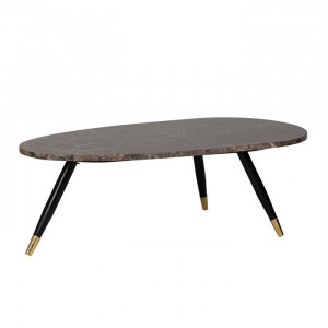 Masa de cafea maro/neagra din marmura si lemn 55x110 cm Dalton Richmond Interiors