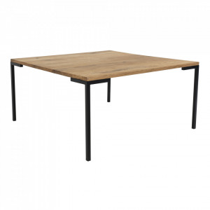 Masuta cafea maro/neagra din lemn de stejar si otel 90x90 cm Lugano House Nordic