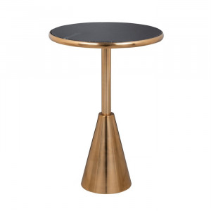 Masuta neagra/aurie din piatra si aluminiu 39 cm Colby Richmond Interiors