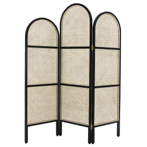Paravan din lemn sungkai si ratan 150x180 cm Webbing Black HK Living