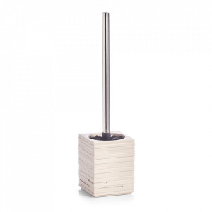 Perie toaleta bej/argintie din polirasina si inox Slate Brush Zeller