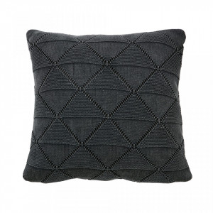 Perna decorativa patrata gri carbune din bumbac 45x45 cm Boris Charcoal Woood