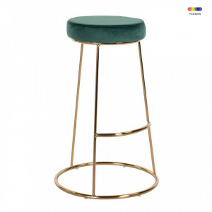 Scaun bar verde/auriu din fier si catifea Brandy Green Gold Richmond Interiors