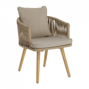 Scaun dining exterior din polietilena si lemn de salcam Hemilce Kave Home