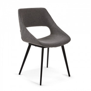 Scaun dining gri inchis din metal si poliester Hest Kave Home