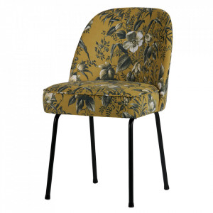 Scaun dining multicolor din catifea si metal Vogue Poppy Mustard Be Pure Home