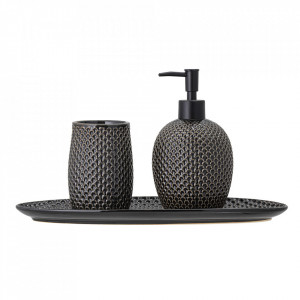 Set de baie gri din ceramica si polipropilena Amsa Bloomingville