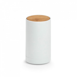 Suport alb/maro din plastic si lemn pentru betisoare urechi 6,5x11,5 cm Teni Zeller