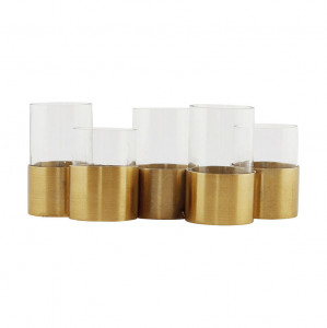 Suport lumanari transparent/maro alama din sticla si otel 12 cm Lary House Doctor