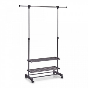 Suport negru/argintiu din metal si plastic 166 cm pentru umerase Roll Clothes Trays Zeller