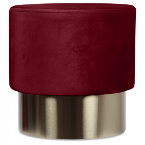 Taburet rosu din catifea cu baza aurie din metal 35x35 Serge Opjet Paris