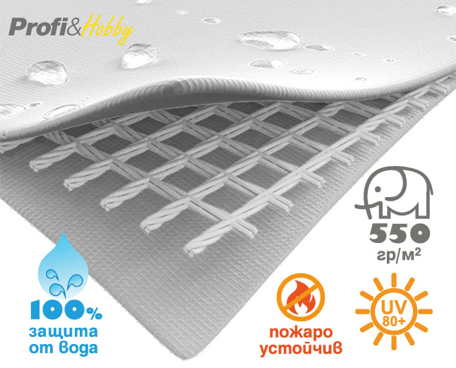 Брезент за шатри клас Professional 550 гр/кв.м огнеустойчив