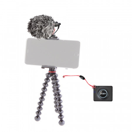 Kit vlogging pentru smartphone cu microfon si telecomanda