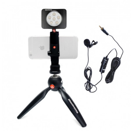 Manfrotto Kit pentru Vlogger LED6 Minitrepied cu lavaliera