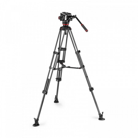 Manfrotto MVK504XTWINMC Kit Trepied video Carbon cu spreader de mijloc