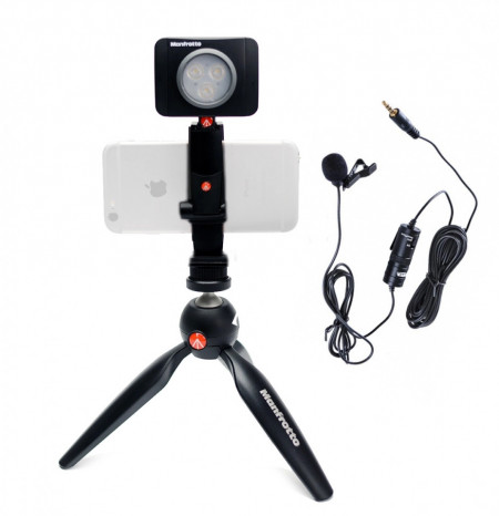 Manfrotto Kit pentru Vlogger LED3 Minitrepied cu lavaliera