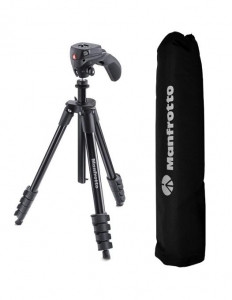 Manfrotto Compact Action trepied foto-video cu MCPIXI suport smartphone