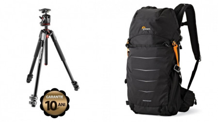 Pachet trepied foto Manfrotto 190XPRO3 + rucsac foto Lowepro Photo Sport BP 200 AW II