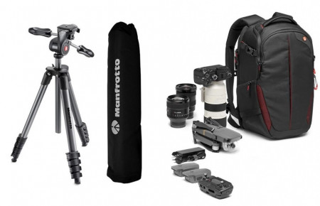 Pachet trepied Manfrotto Compact Advanced 3 way + Rucsac Manfrotto RedBee 110