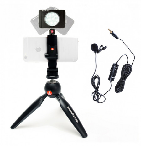 Manfrotto Kit pentru Vlogger LED8 Minitrepied cu lavaliera