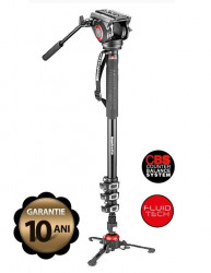 Pachet Manfrotto MVMXPRO500 monopied video cu baza Fluidtech + geanta trepied 80 cm Non Padded