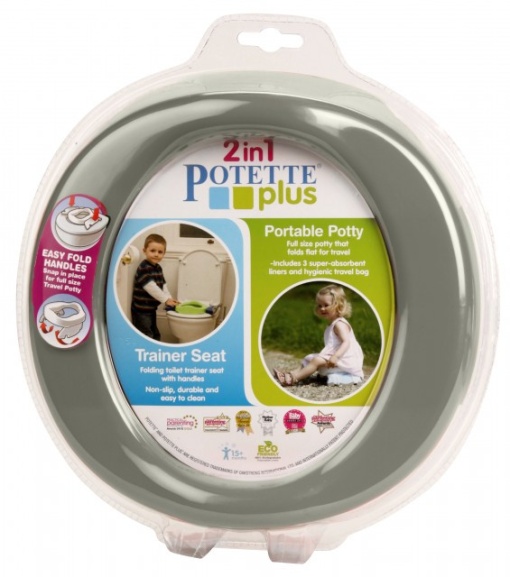 PACHET PROMO - Olita portabila culoarea gri Potette Plus + Pungi biodegradabile de unica folosinta - 30 buc/set