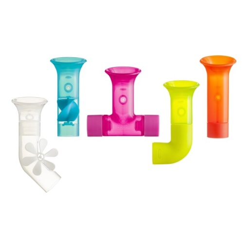 Jucărie de baie bebeluș, BOON, jucărie PIPES multicolor - tuburi cu ventuze