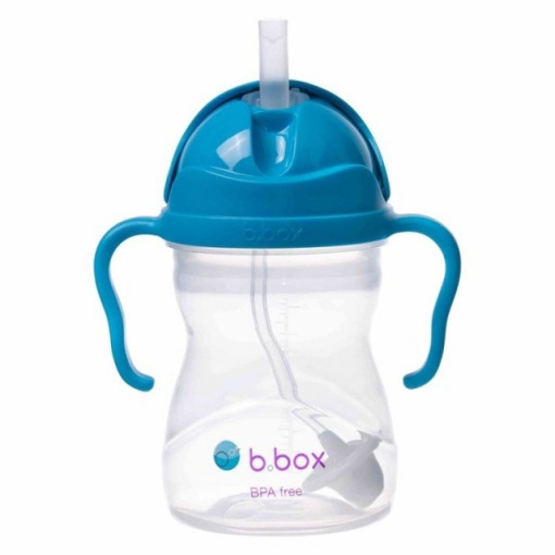 Cană cu pai de la b.box, 240 ml, +6 luni, albastru cobalt