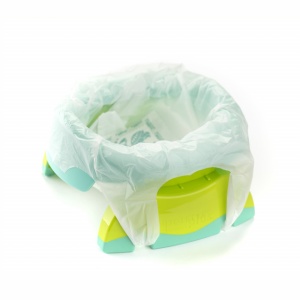Oliță portabilă pliabilă 2 în 1 Potette Plus culoare turquoise punga biodegradabila