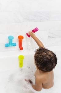 Jucărie de baie bebeluș, BOON, jucărie PIPES multicolor - tuburi cu ventuze
