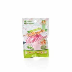 Los Mosquitos - set 2 brățări aromatizate cu citronella culoare: roz, măsură reglabilă de la XS la XL