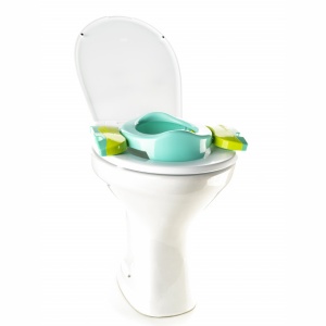 Oliță portabilă pliabilă 2 în 1 Potette Plus culoare turquoise ca reductor pentru toaleta