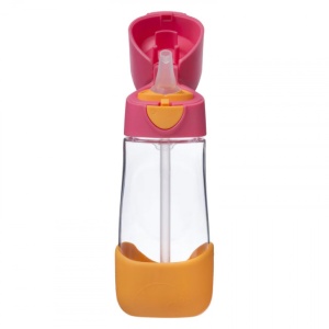 Cană din Tritan cu pai, 450 ml, cu capac automat, +9 luni, roz cu portocaliu, B.Box
