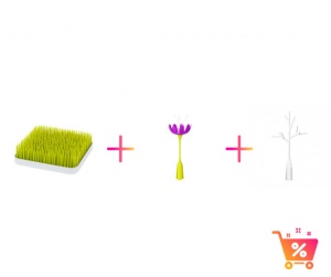 PACHET PROMO: Tava GRASS - suport pentru uscat (verde) + STEM - accesoriu pentru uscare (mov) + TWIG - accesoriu pentru uscare (alb))