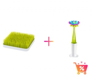 PACHET PROMO - Tava GRASS - suport pentru uscat (verde) + Perie de silicon cu rezervor FORB+